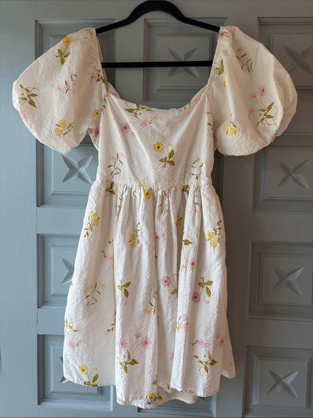 White Mini Dress with Yellow and Pink Floral Print